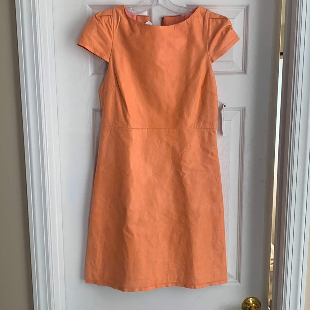 Peach pink full leather babydoll Alice and Olivia dress